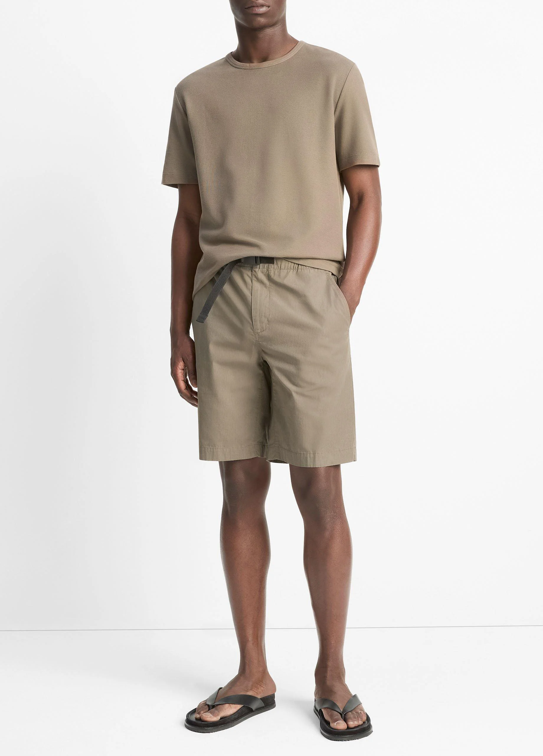 Italian Cotton Ripstop Belted Short - 1