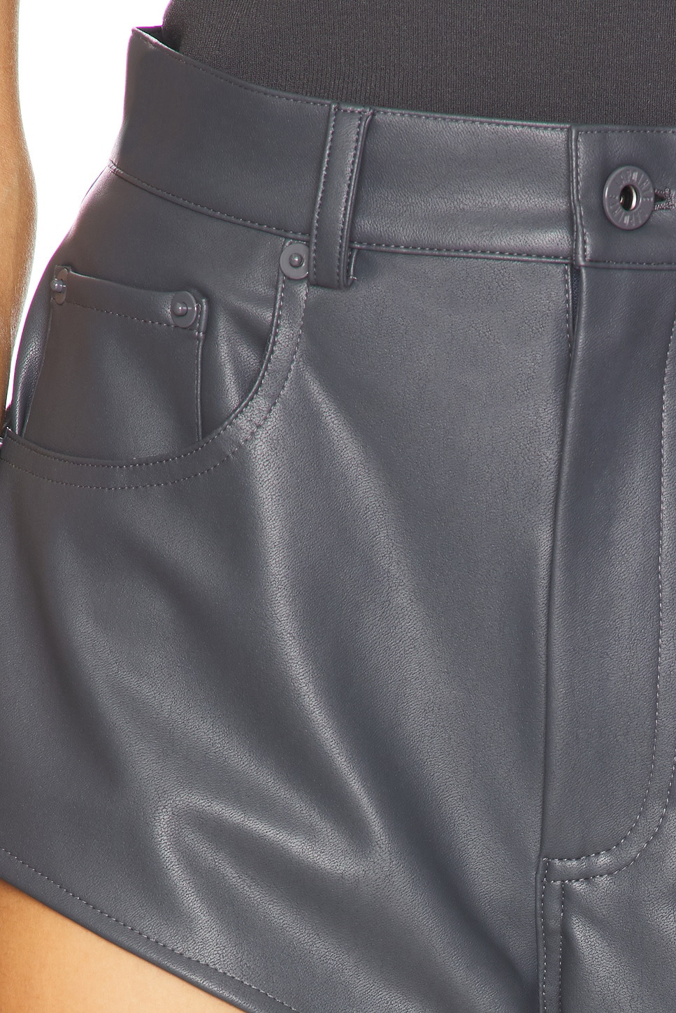 Stretch Faux Leather Mini Short - 6