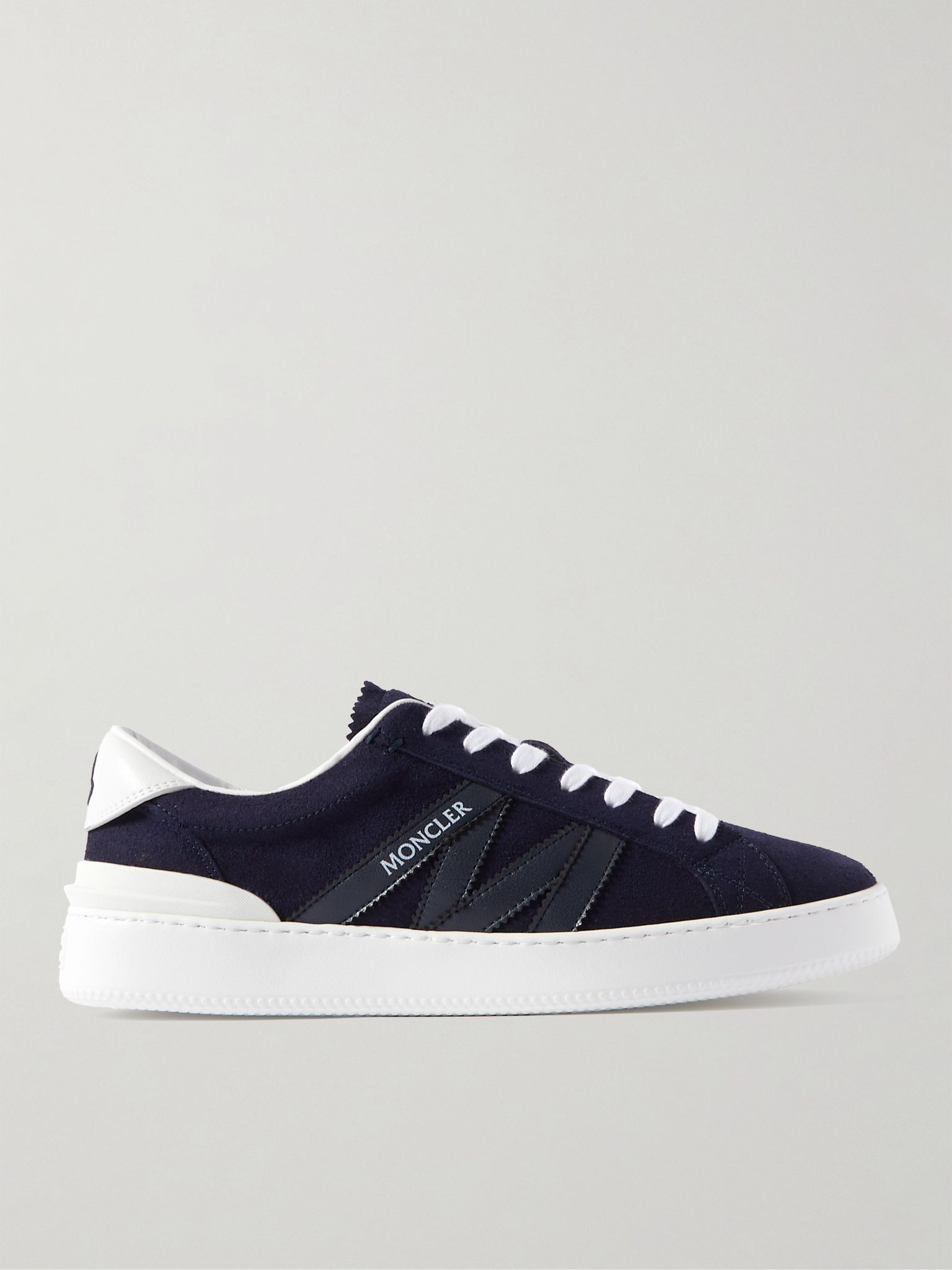 Monaco M Leather-Trimmed Suede Sneakers Blue - 1