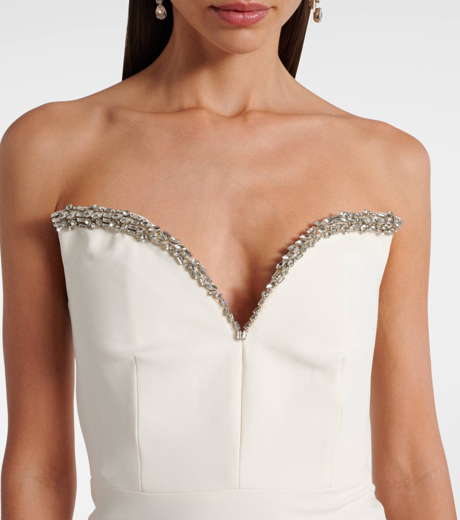 Embellished strapless crêpe gown - 4