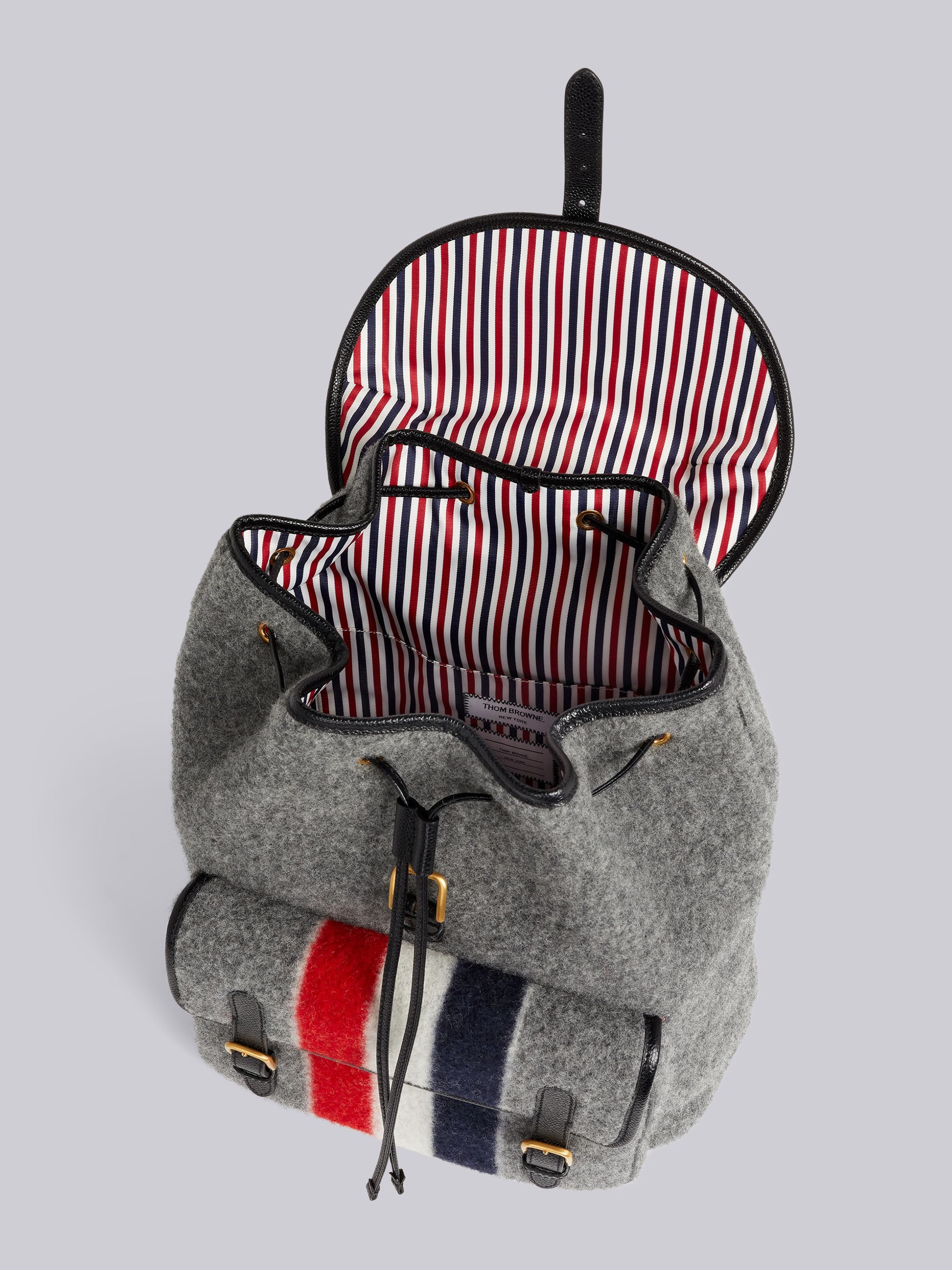 Medium Grey Boiled Wool Stripe Hunting Backpack - 5