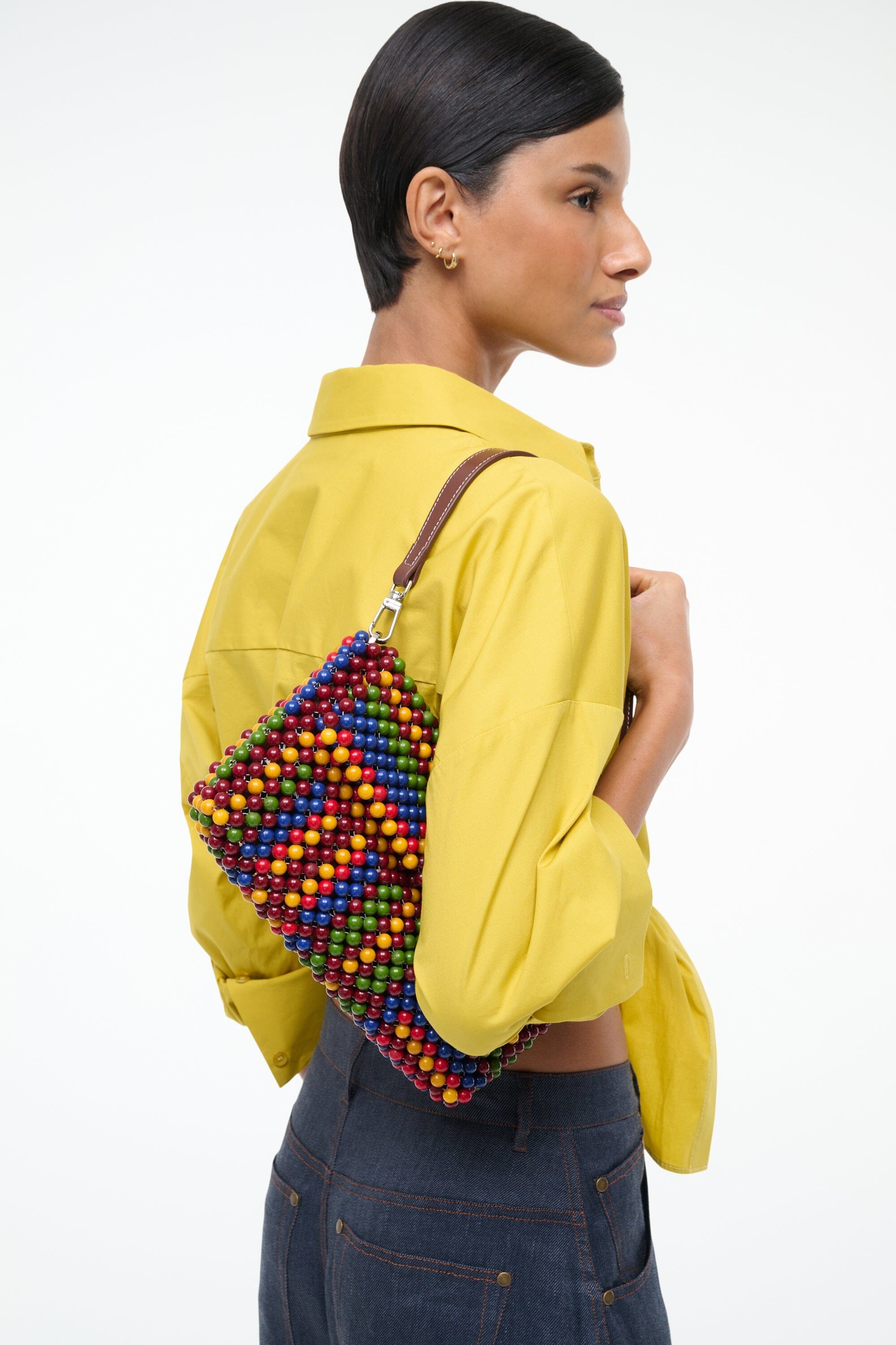 STAUD TIMMY CONVERTIBLE SHOULDER BAG JUNGLE STRIPE - 2