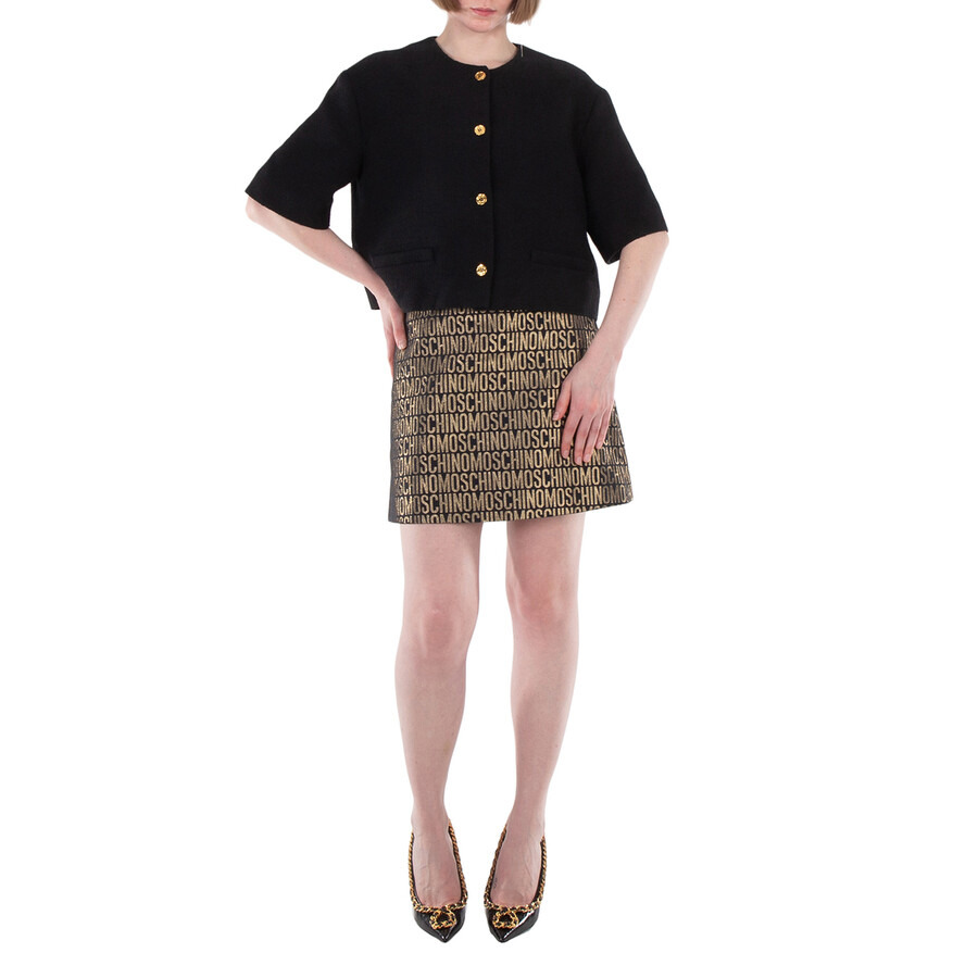 Moschino Logo-Jacquard Metallic Skirt - 4