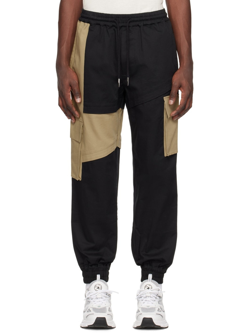 Black & Khaki Paneled Cargo Pants 1