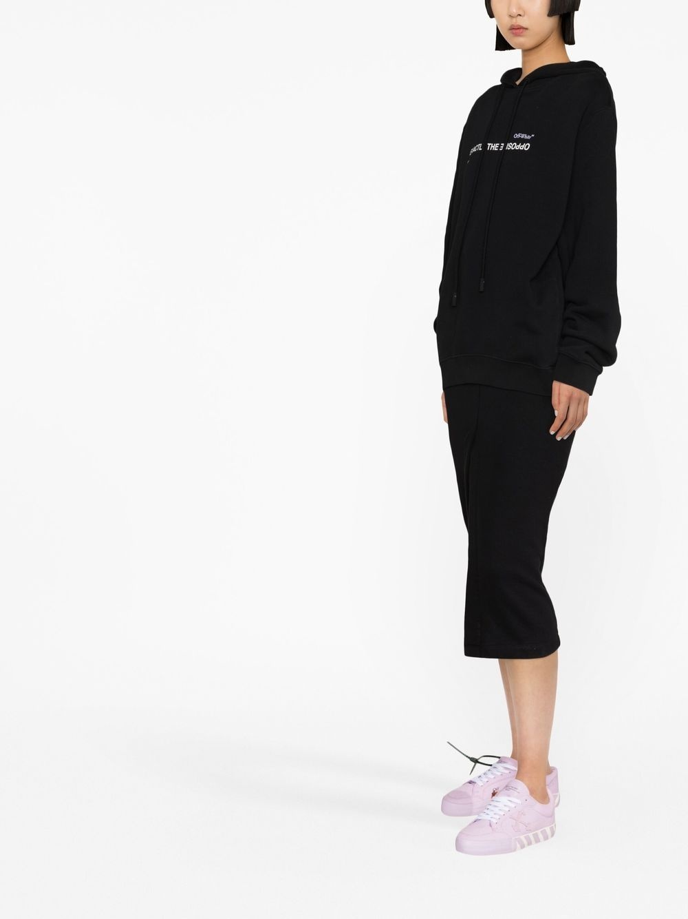 slogan-print drawstring hoodie - 3