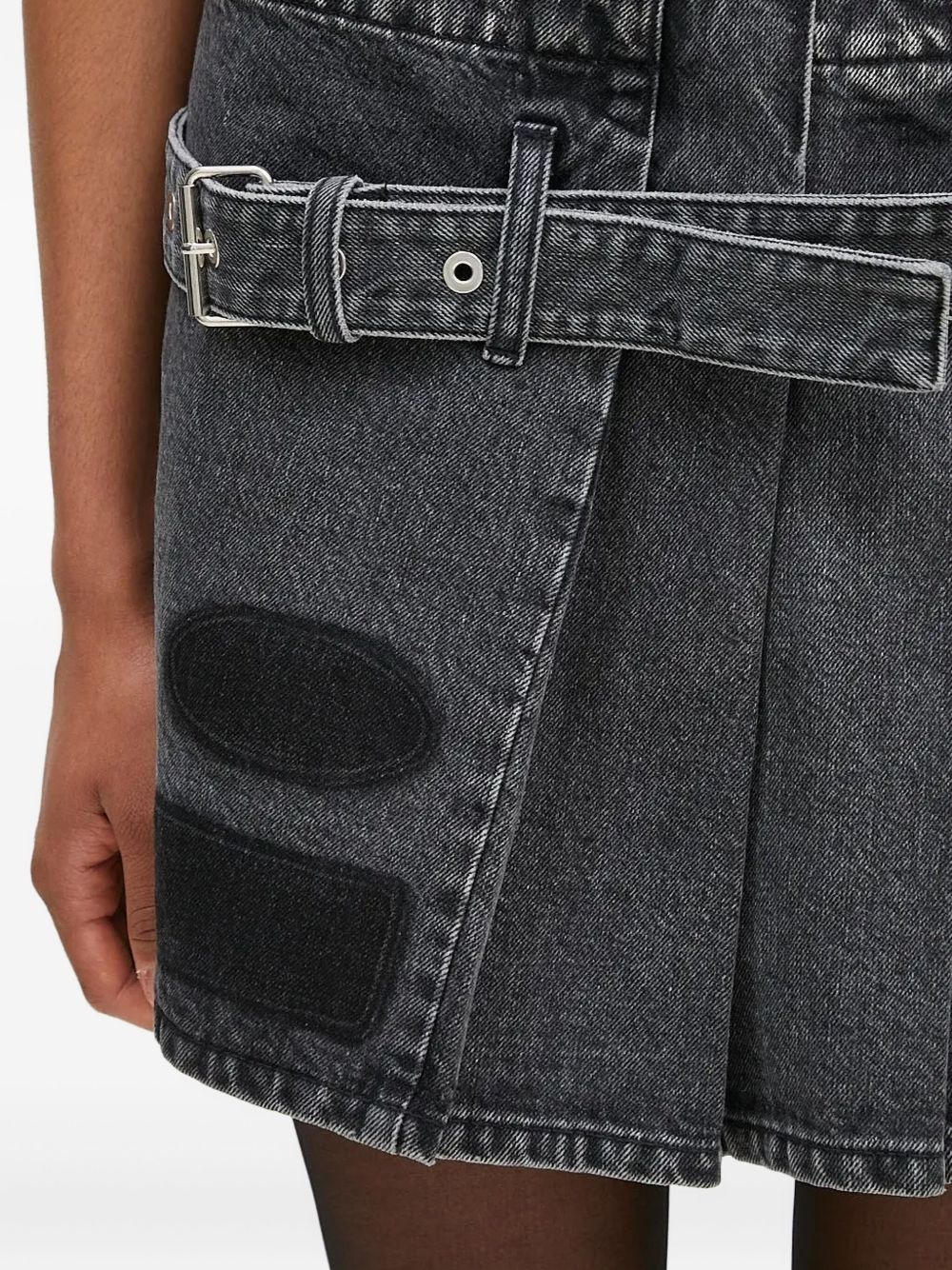 pleated belted denim skirt - 4