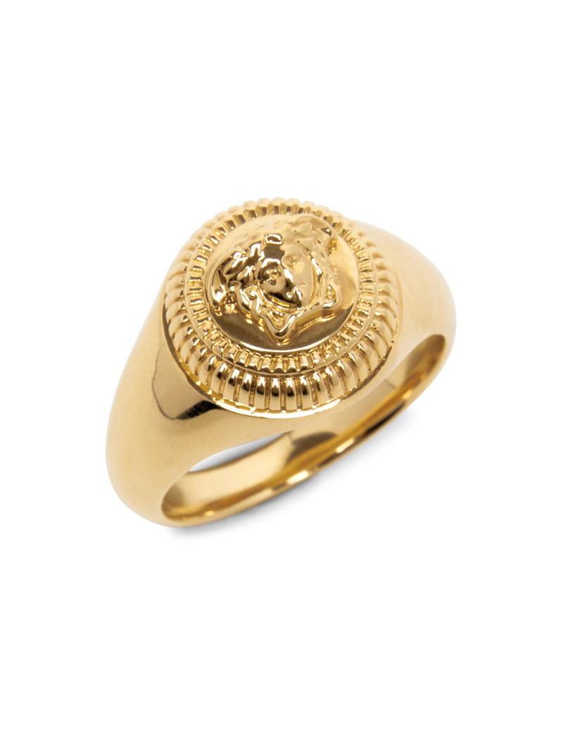 Men's Goldtone Medusa Signet Ring - Gold 1