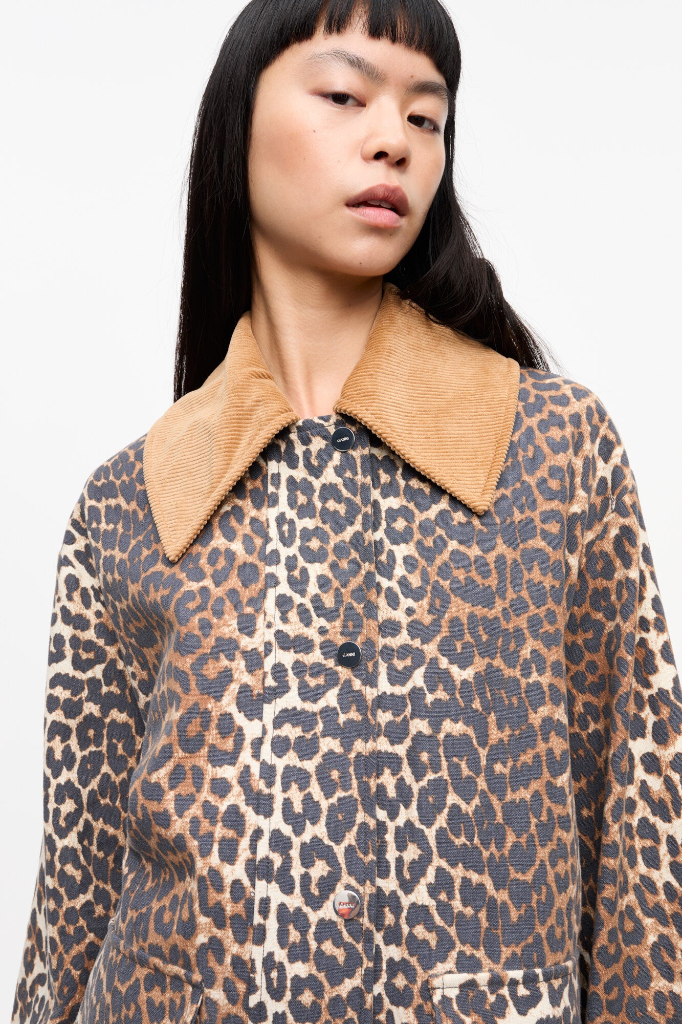 LEOPARD PRINTED CANVAS MIDI JACKET - 4