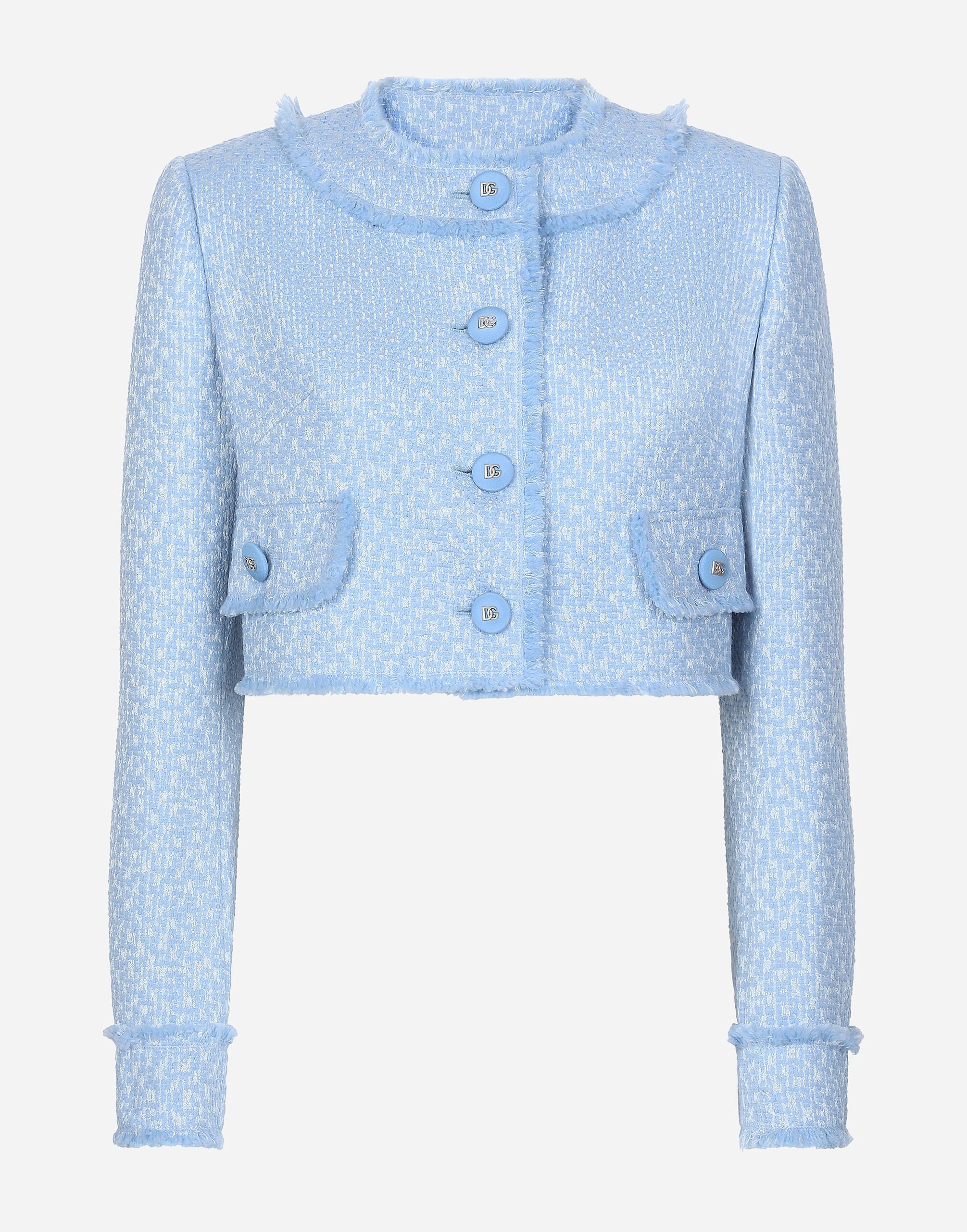 Short raschel wool tweed jacket - 1
