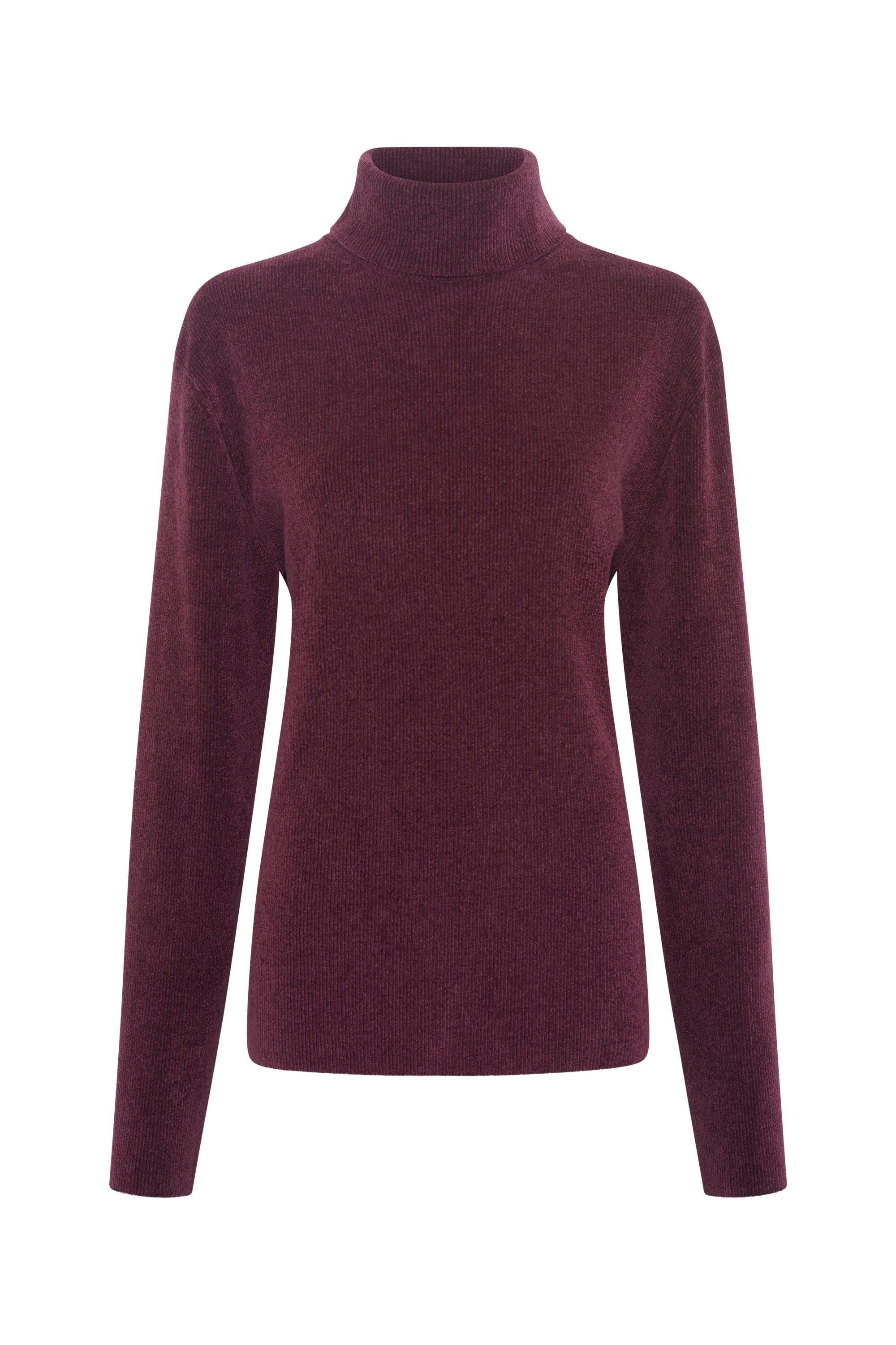 Almoner Knit Turtleneck in Plum Silk - 1