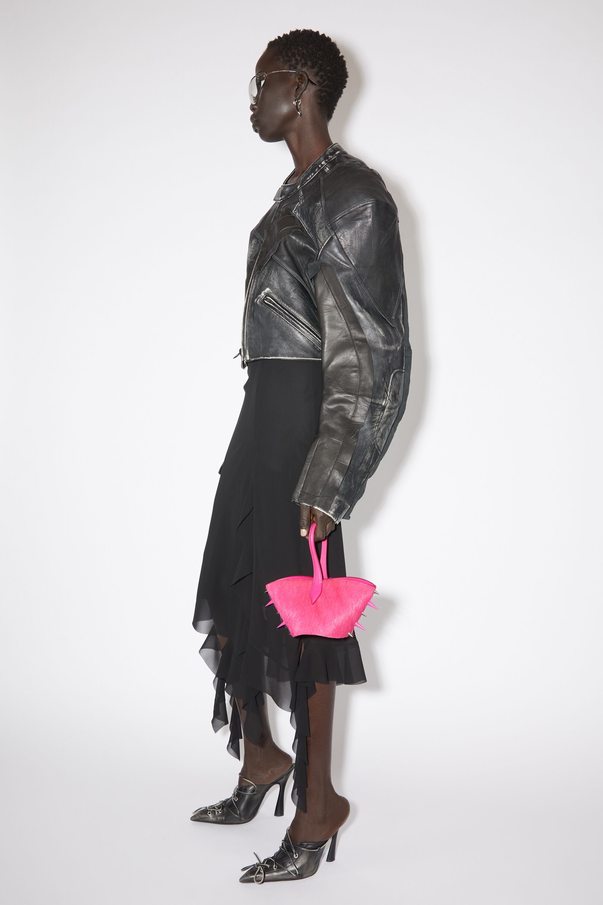 Spike top handle bag - Fuchsia pink - 2