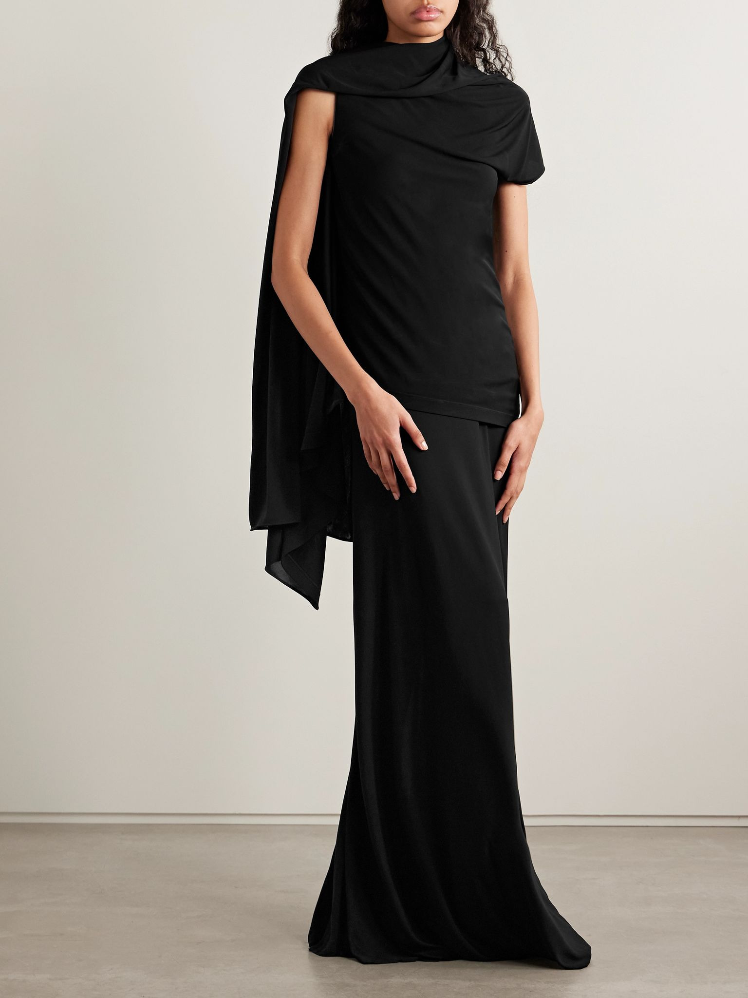 Isadra draped crepe-jersey top Black - 2