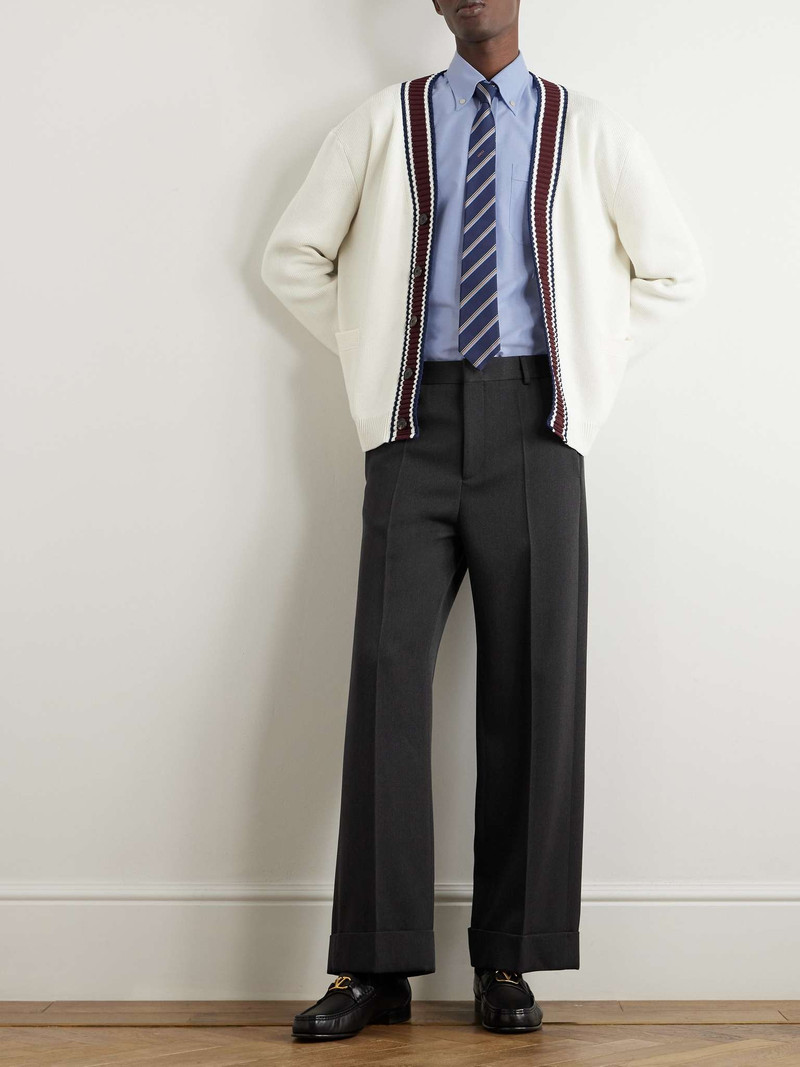 Valentino Straight-Leg Grain de Poudre Virgin Wool Trousers outlook
