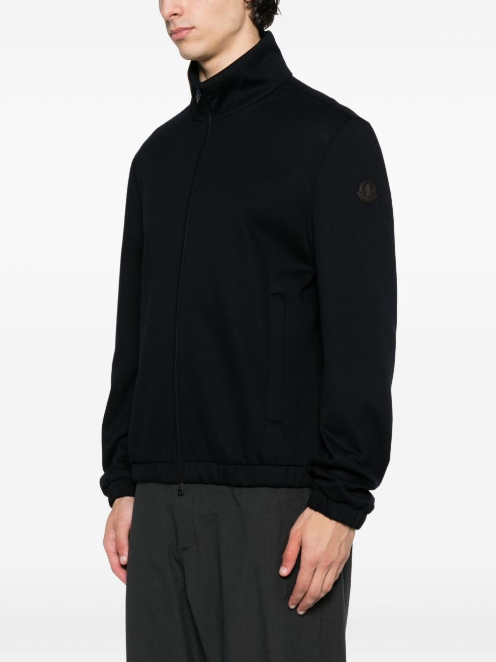 zip-fastening ribbed-cuff jacket - 3