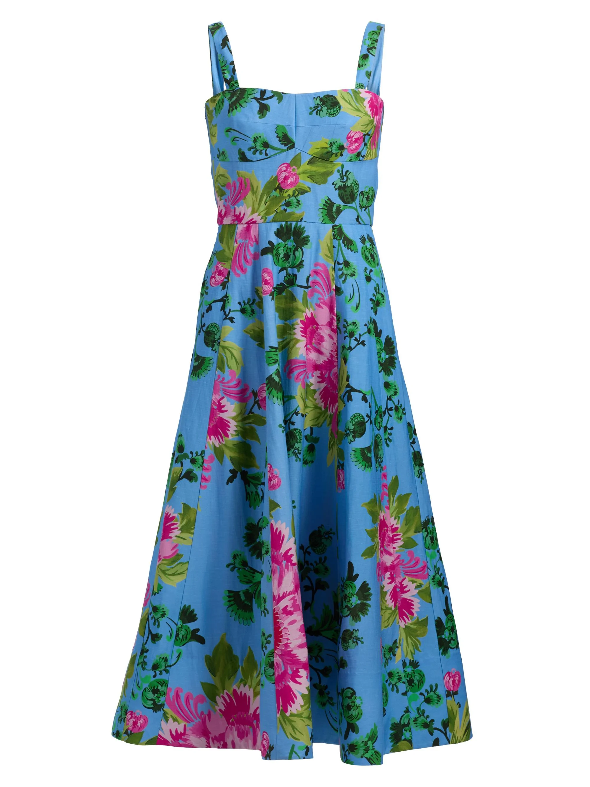 Women's Sabrina Floral A-Line Midi-Dress - Grandiflora Bouquet Placement - 1