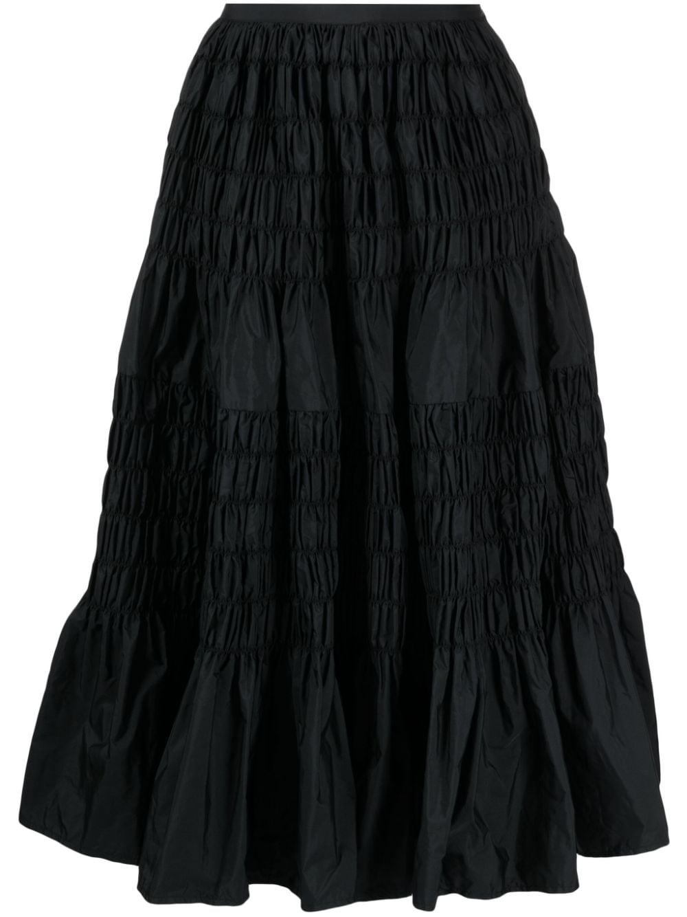 shirred tiered midi skirt - 1