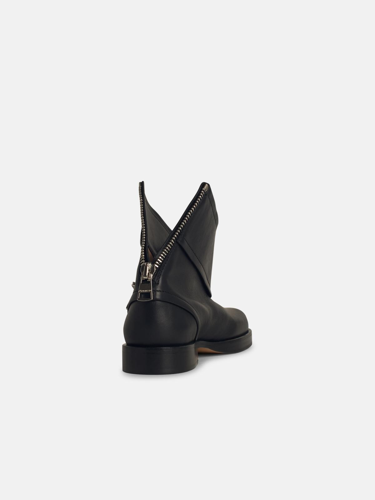 'BIKET' BLACK LEATHER ANKLE BOOTS - 3