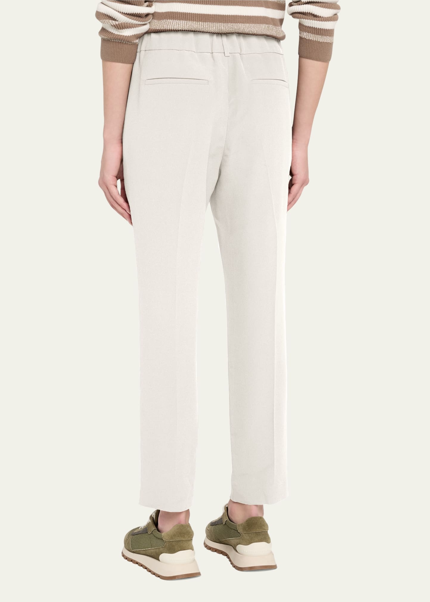 Silk Crepe Cady Straight-leg Ankle Pull-On Pants - 3