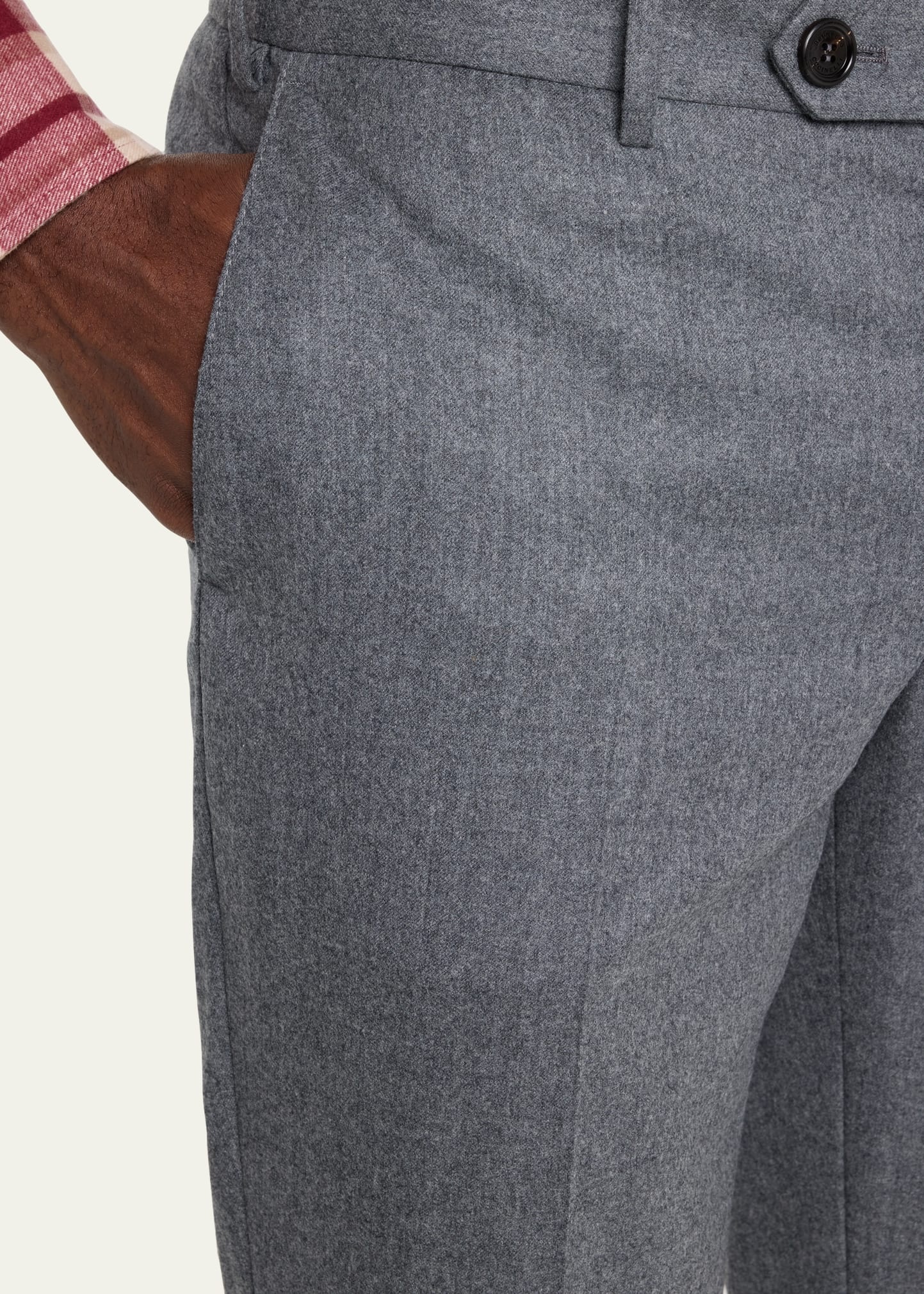 Men's Light Flannel Flat-Front Trousers - 5