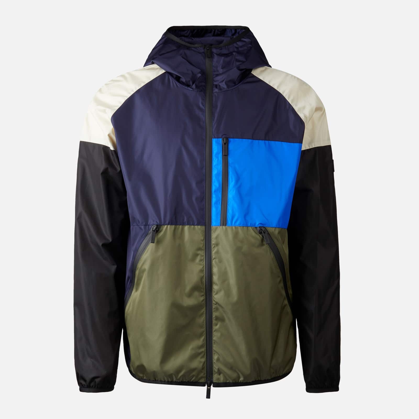 Color Block Windbreaker Green Blue Ivory - 1