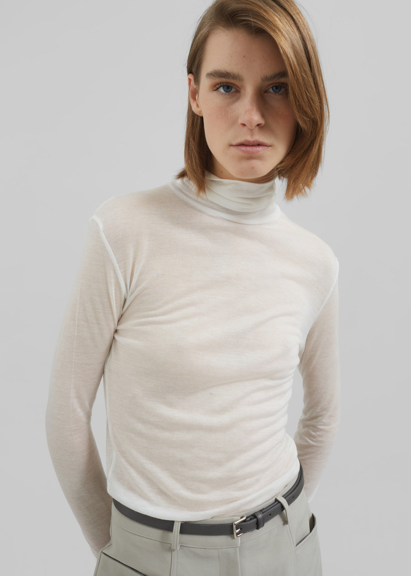 Evren Sheer Turtleneck - White 3