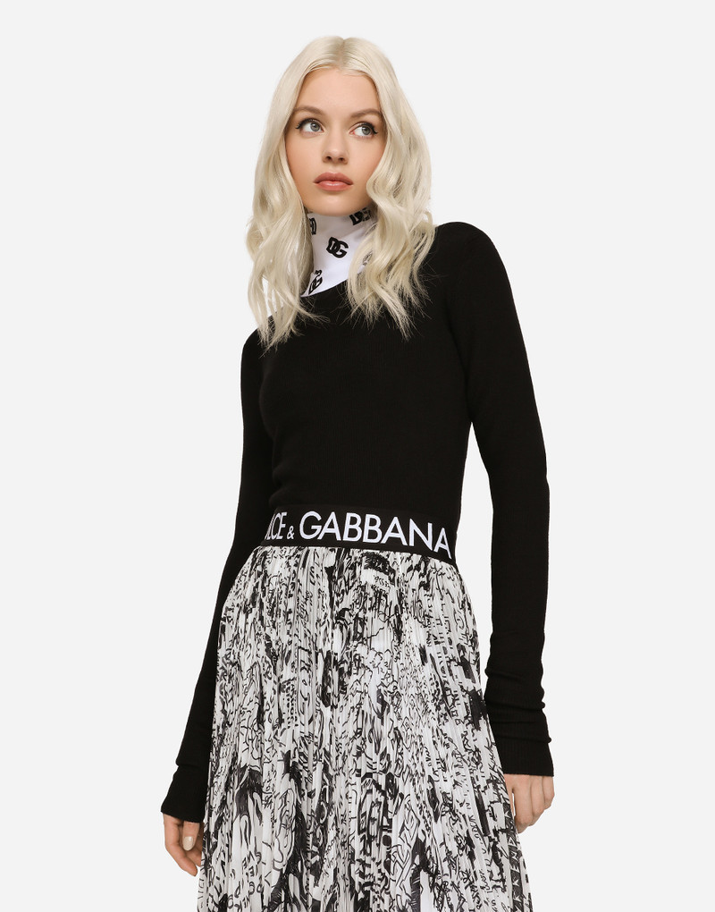 Dolce & Gabbana Ribbed cashmere and silk sweater with DG logo outlook