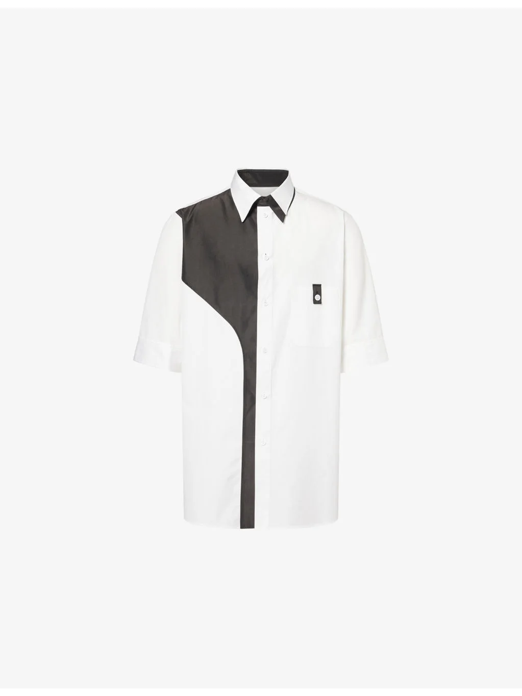 Contrast-Panel Cotton Shirt - 1