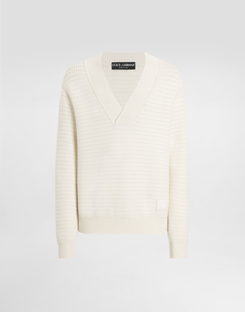 Wool V-neck sweater with DG embroidery 1