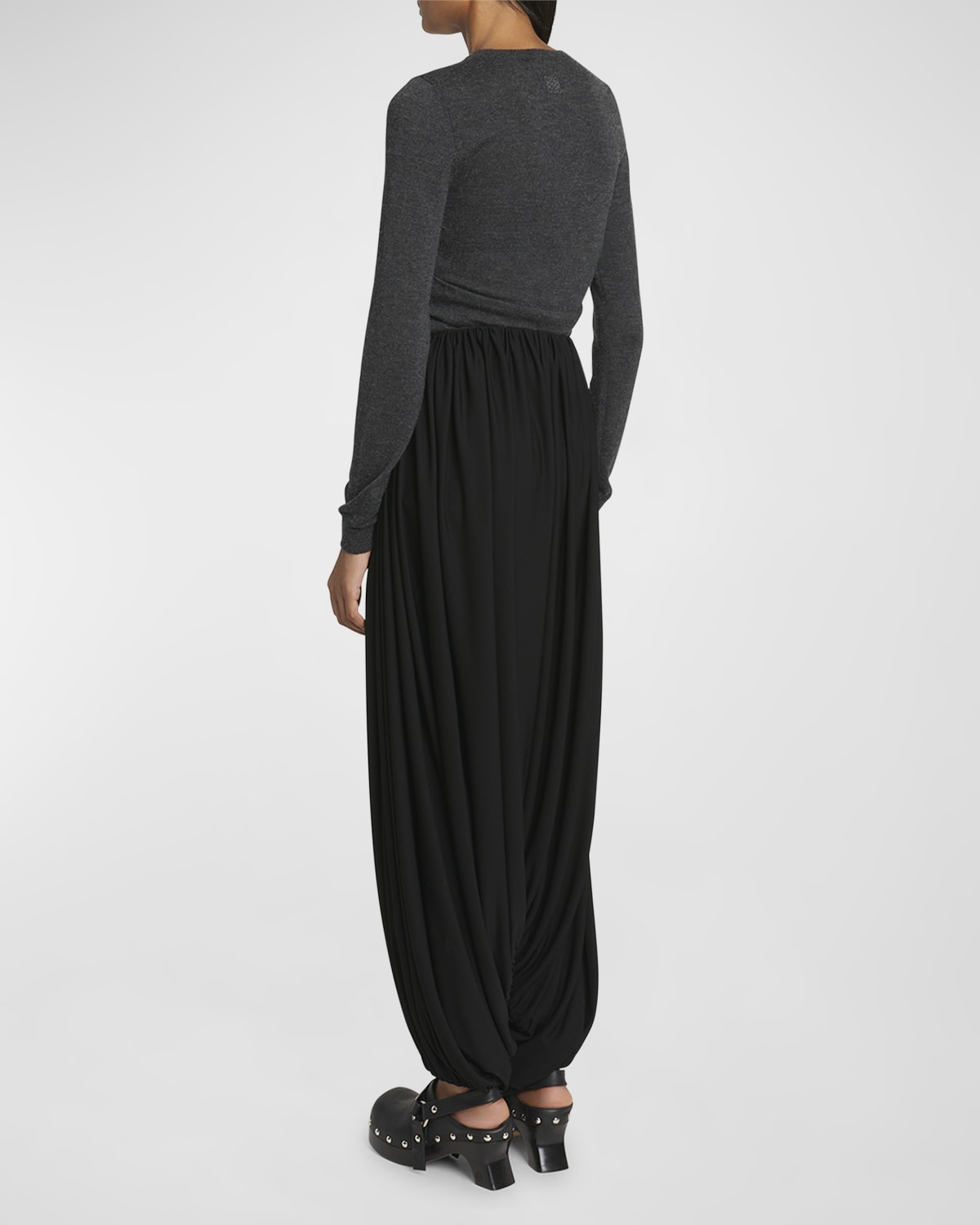 Draped Wide-Leg Harem Trousers - 4