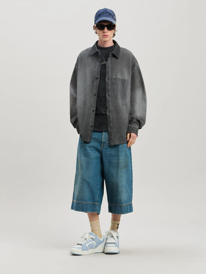 Palm Angels Lasered Curved Logo denim bermuda outlook