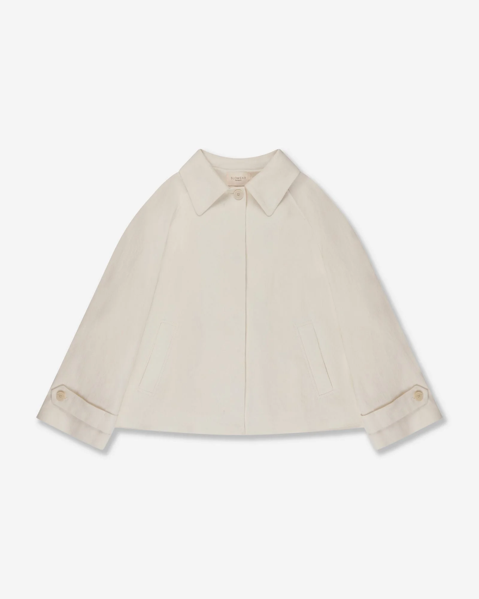 Wide fit caban jacket in cotton and linen panama - 1