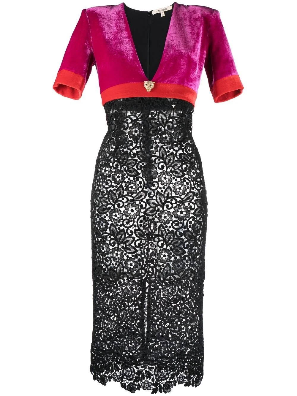 short-sleeved panelled midi dress - 1