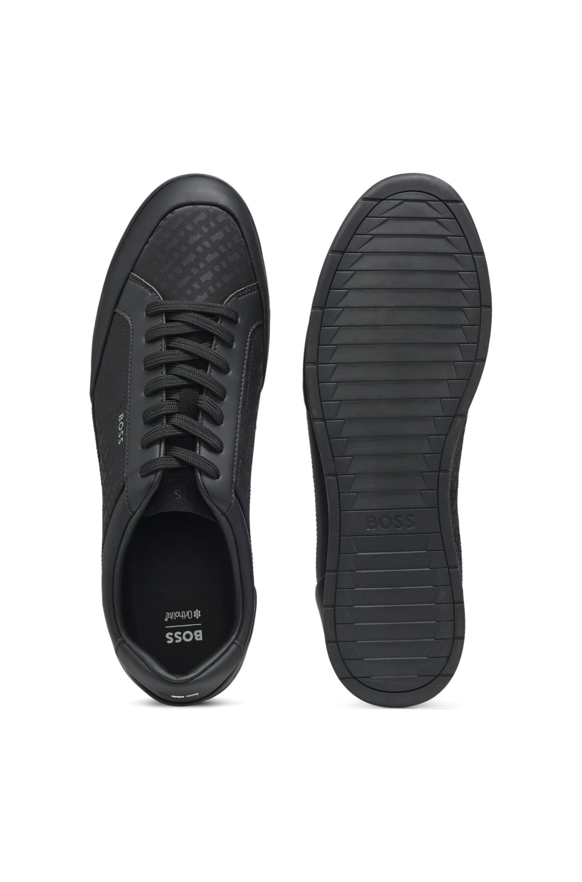 MONOGRAM-JACQUARD TRAINERS WITH LEATHER TRIMS - 4