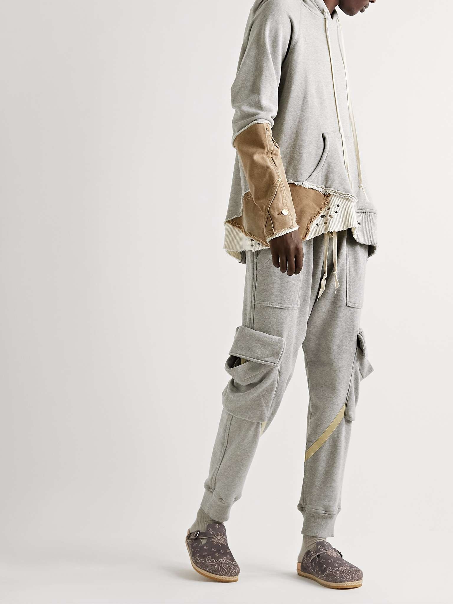 Tapered Canvas-Trimmed Cotton-Jersey Cargo Sweatpants - 2