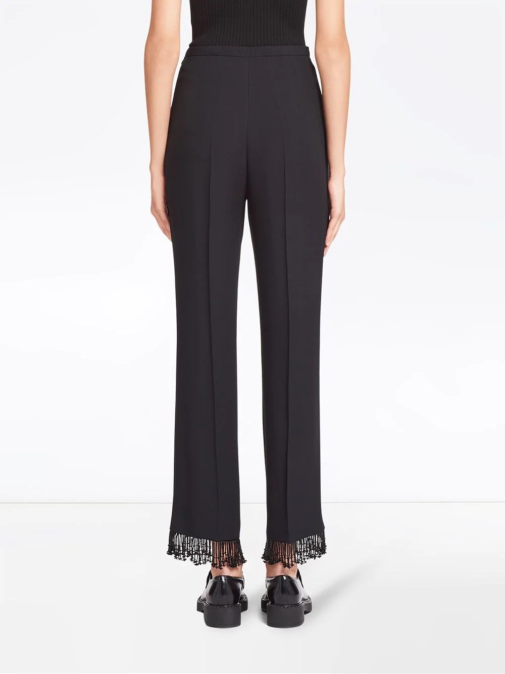 embellished satin sablé trousers - 4