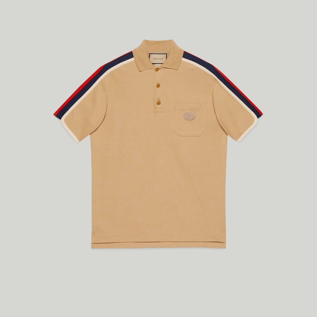 Cotton jersey polo shirt with Web - 1