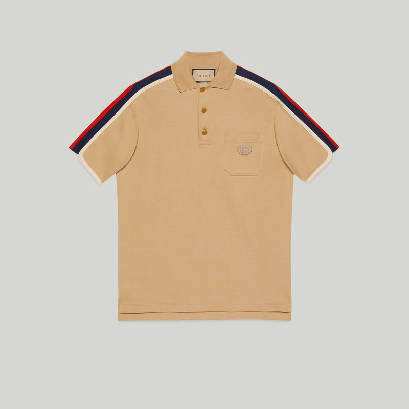 Cotton jersey polo shirt with Web 1