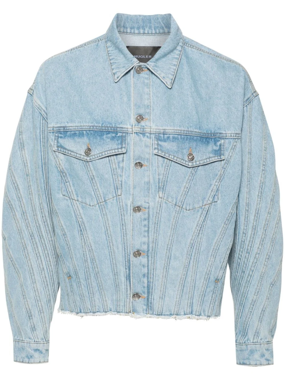 panelled denim jacket - 1