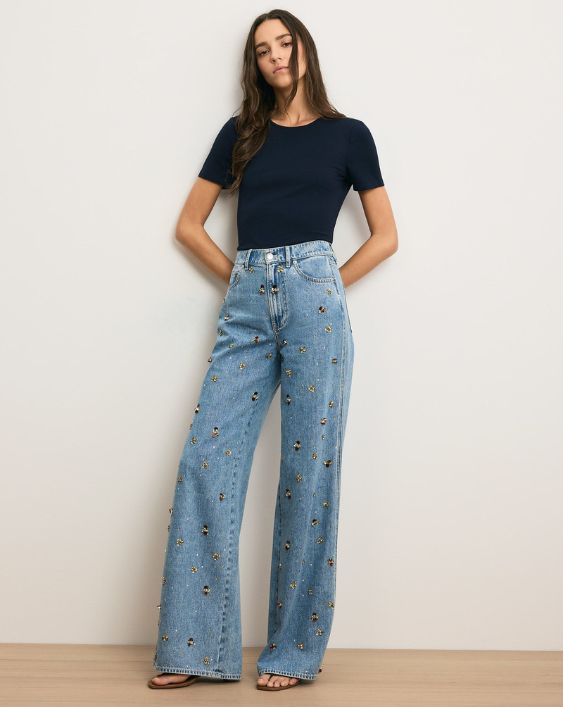 VERONICA BEARD KASEY EMBELLISHED WIDE-LEG JEAN outlook