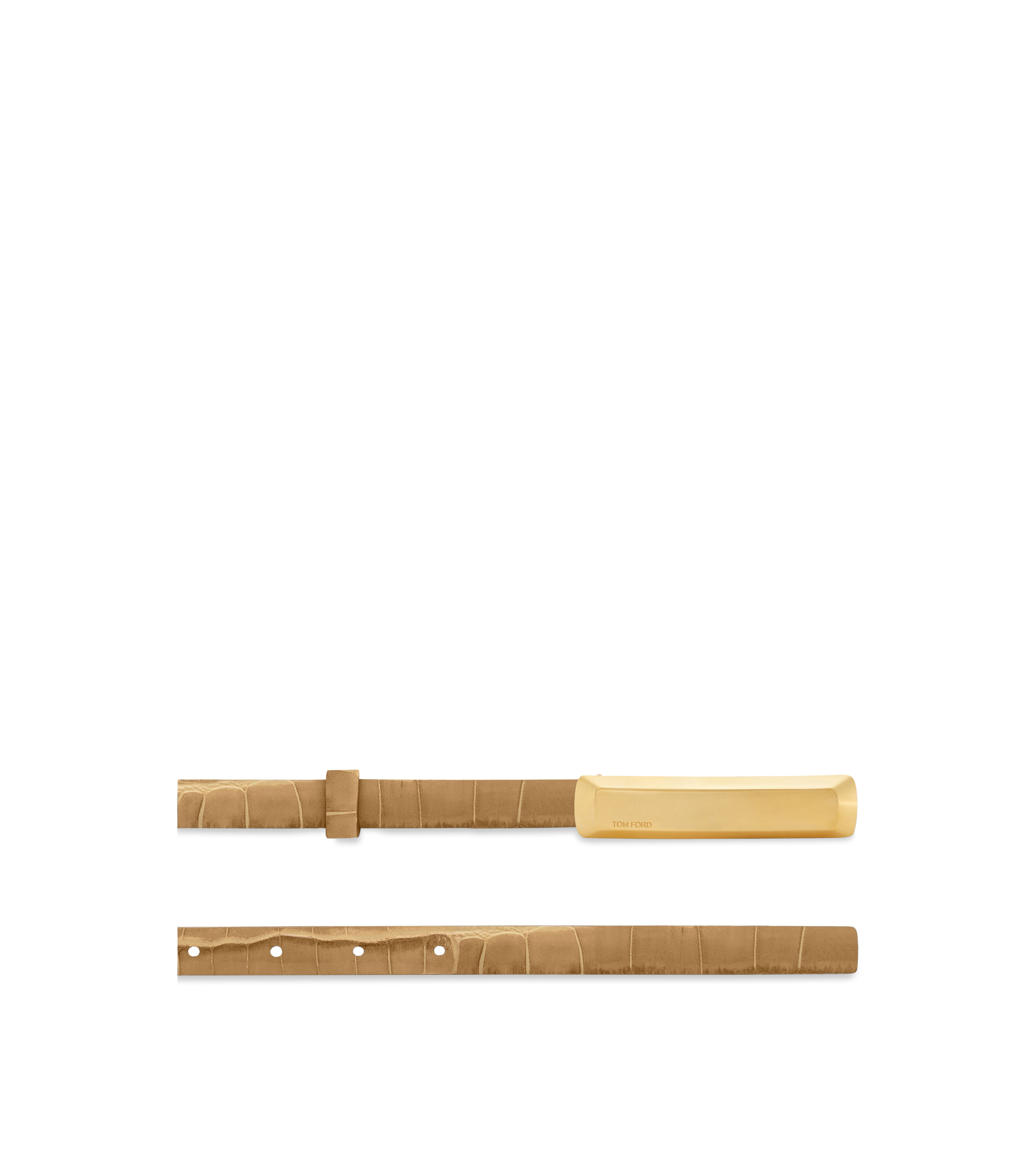 STAMPED CROCODILE LEATHER 15 MM BAR BELT - 2