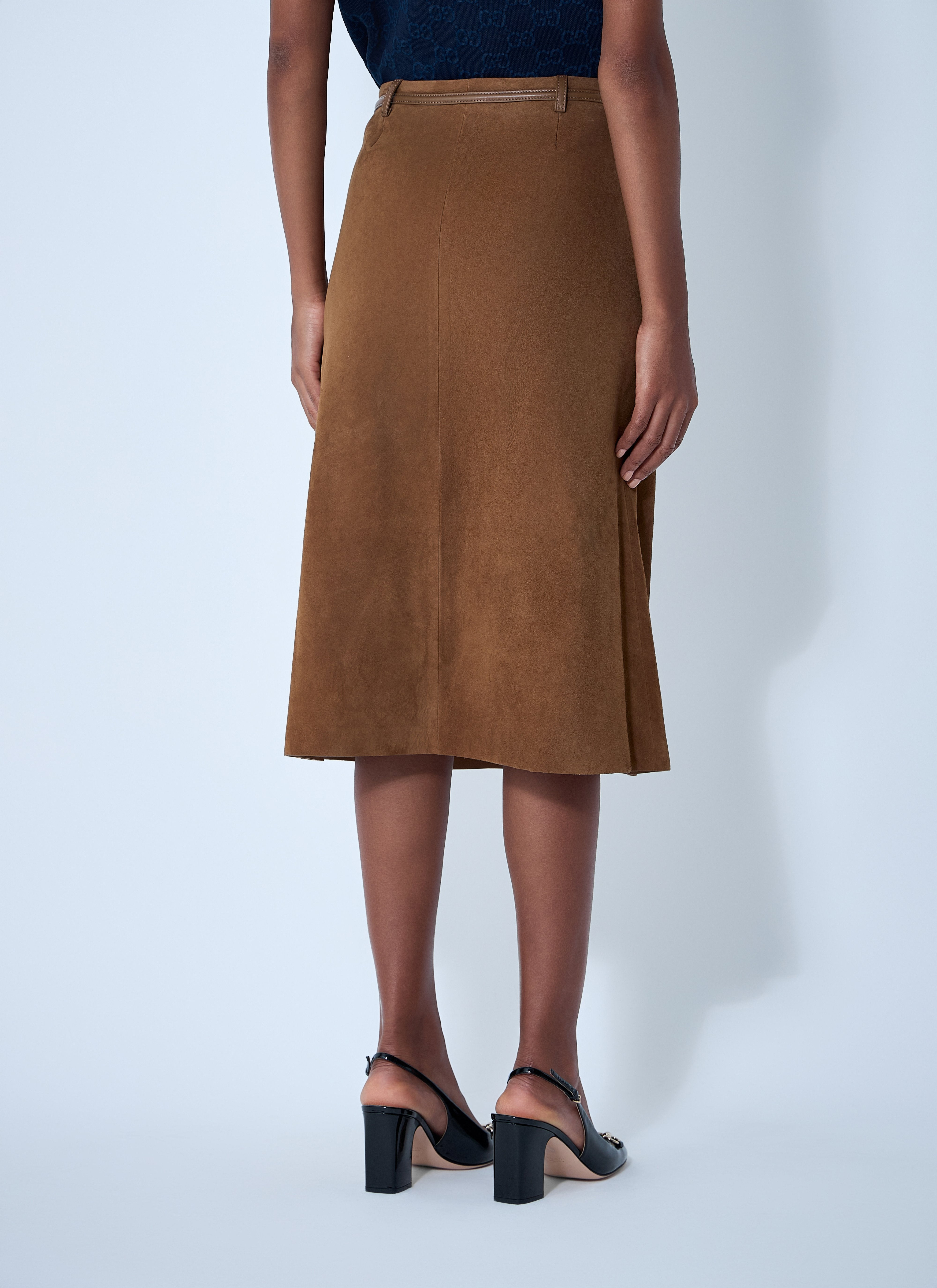 Gucci Women Suede Midi Skirt - 4