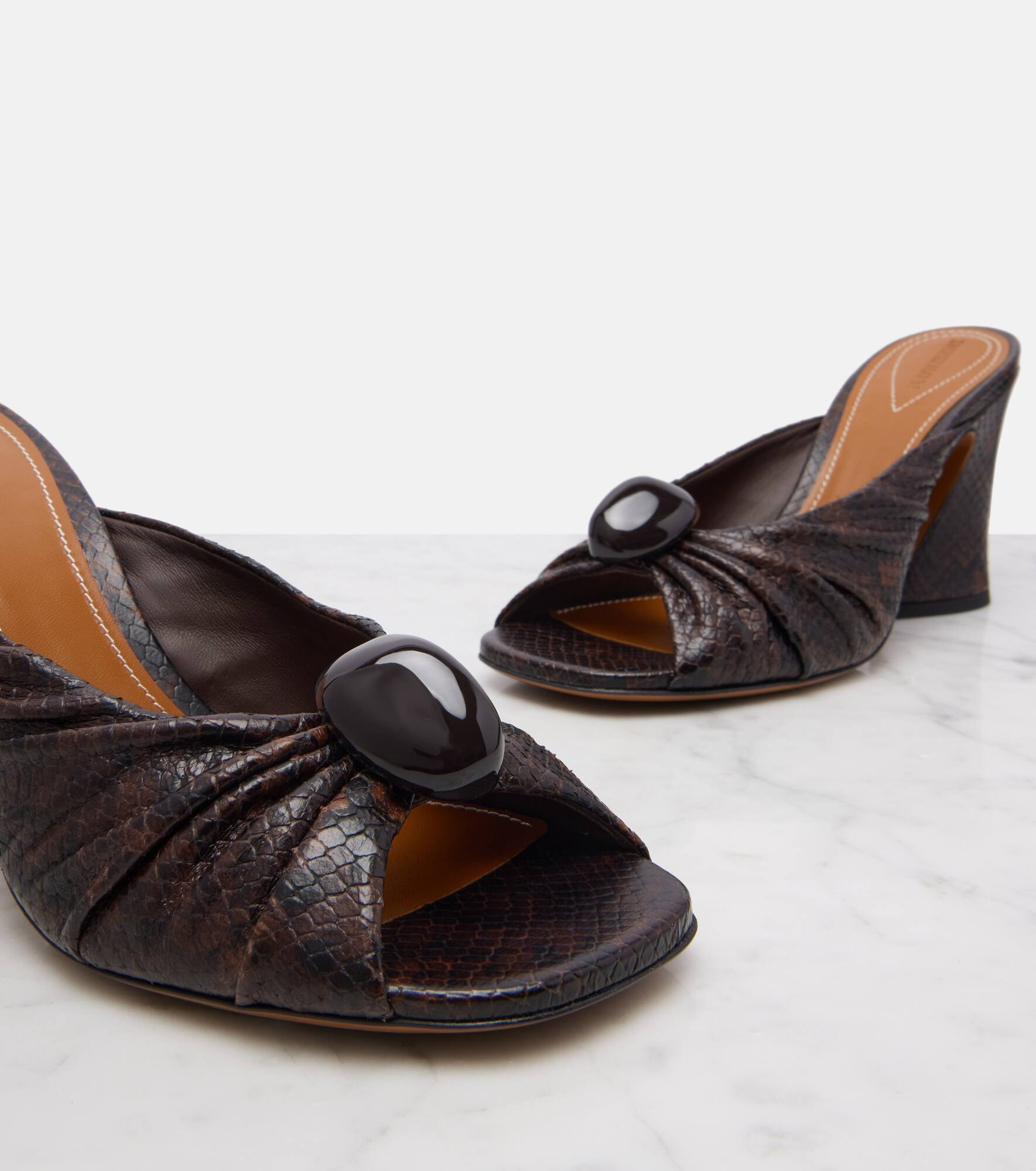Gleam 85 snake-effect leather mules - 5