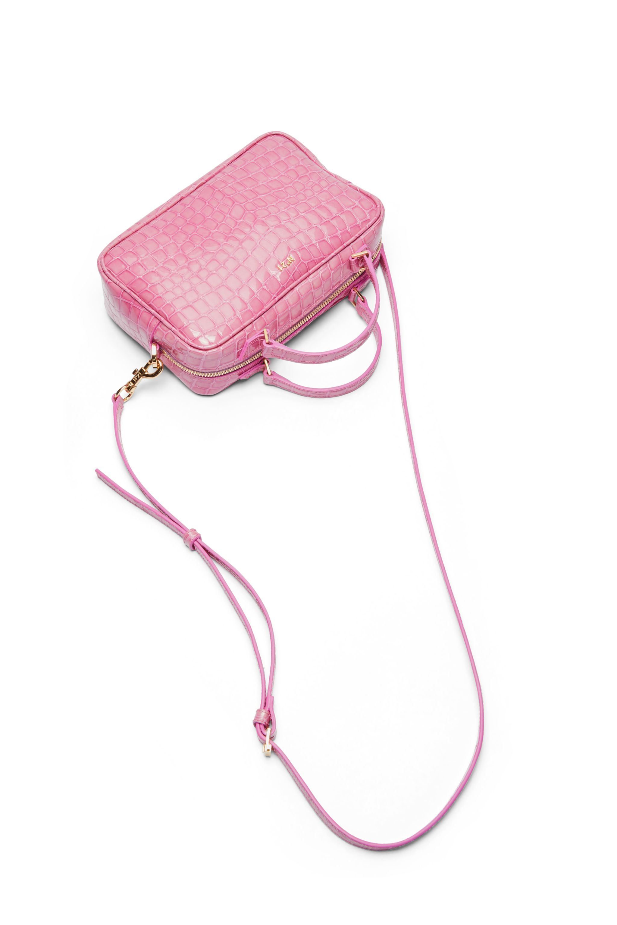 Mini Bauletto Croc-Effect Leather Shoulder Bag, N°21