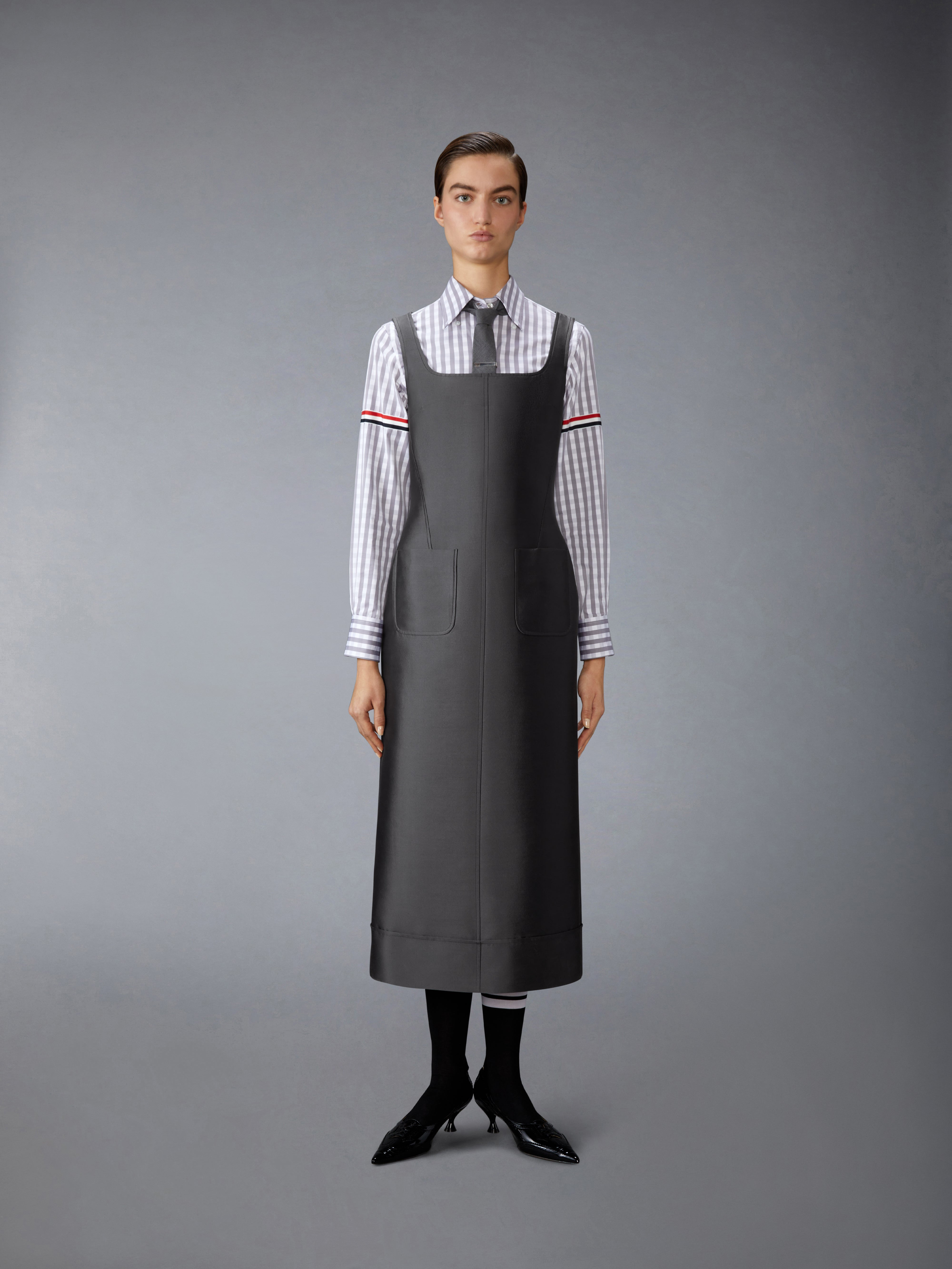 WOOL AND SILK SQUARE NECK COLUMN DRESS - 2