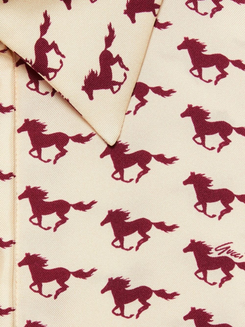 Diagonal Horses-print silk shirtdress 6