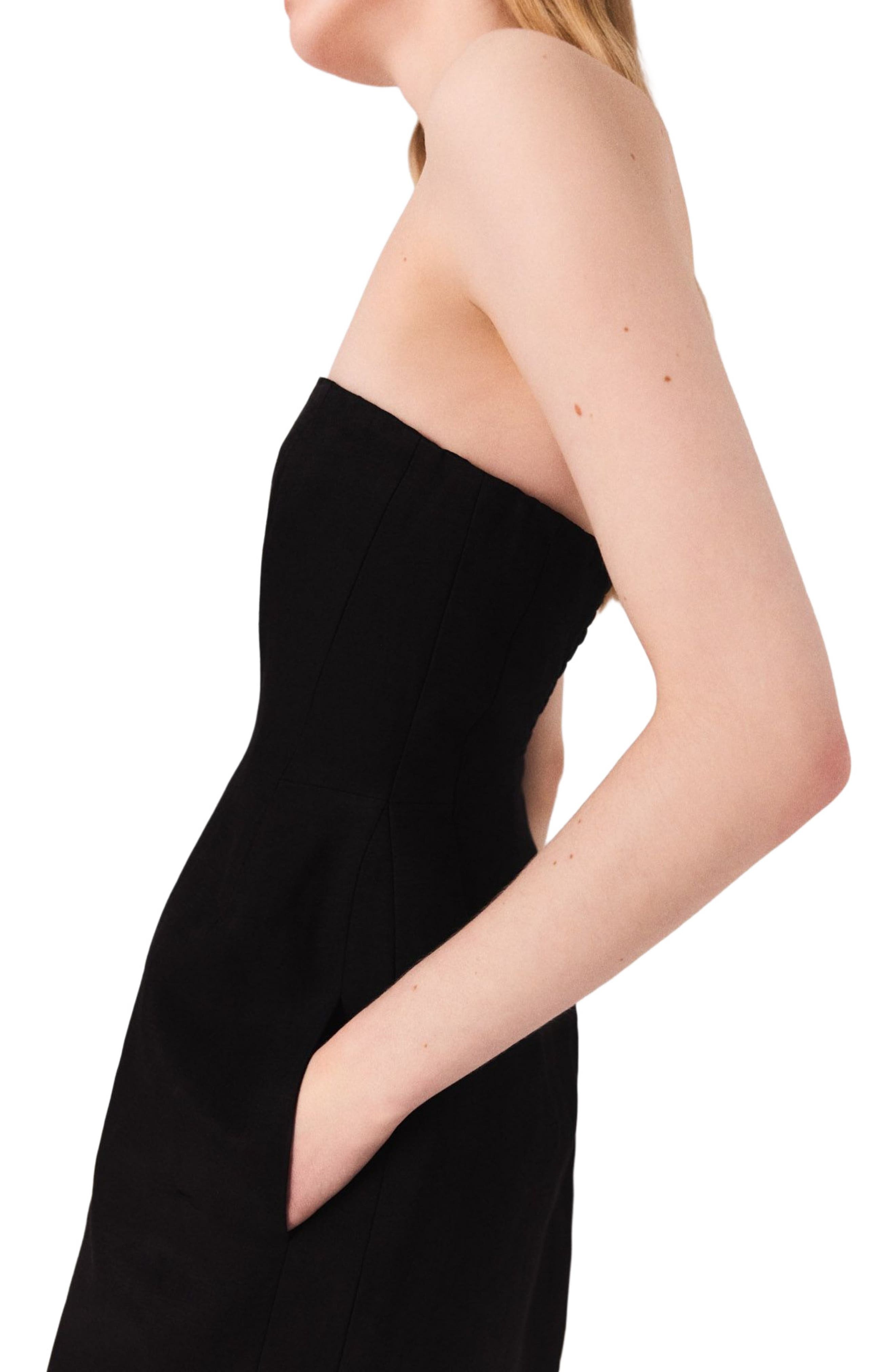 maje Short strapless linen dress in Black at Nordstrom - 7