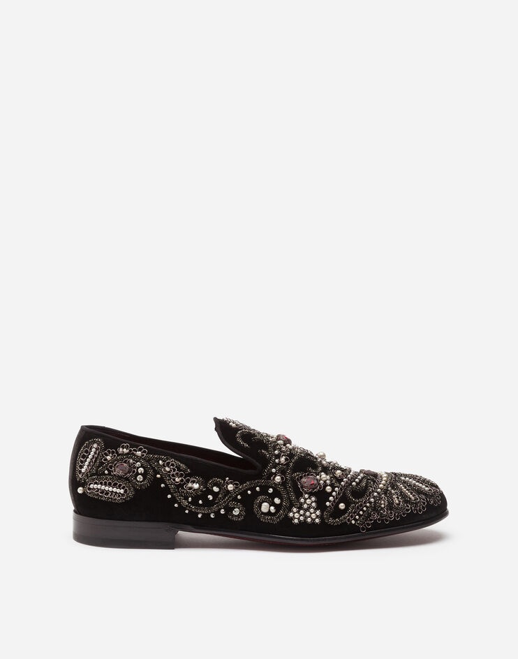 Velvet slippers with embroidery - 1