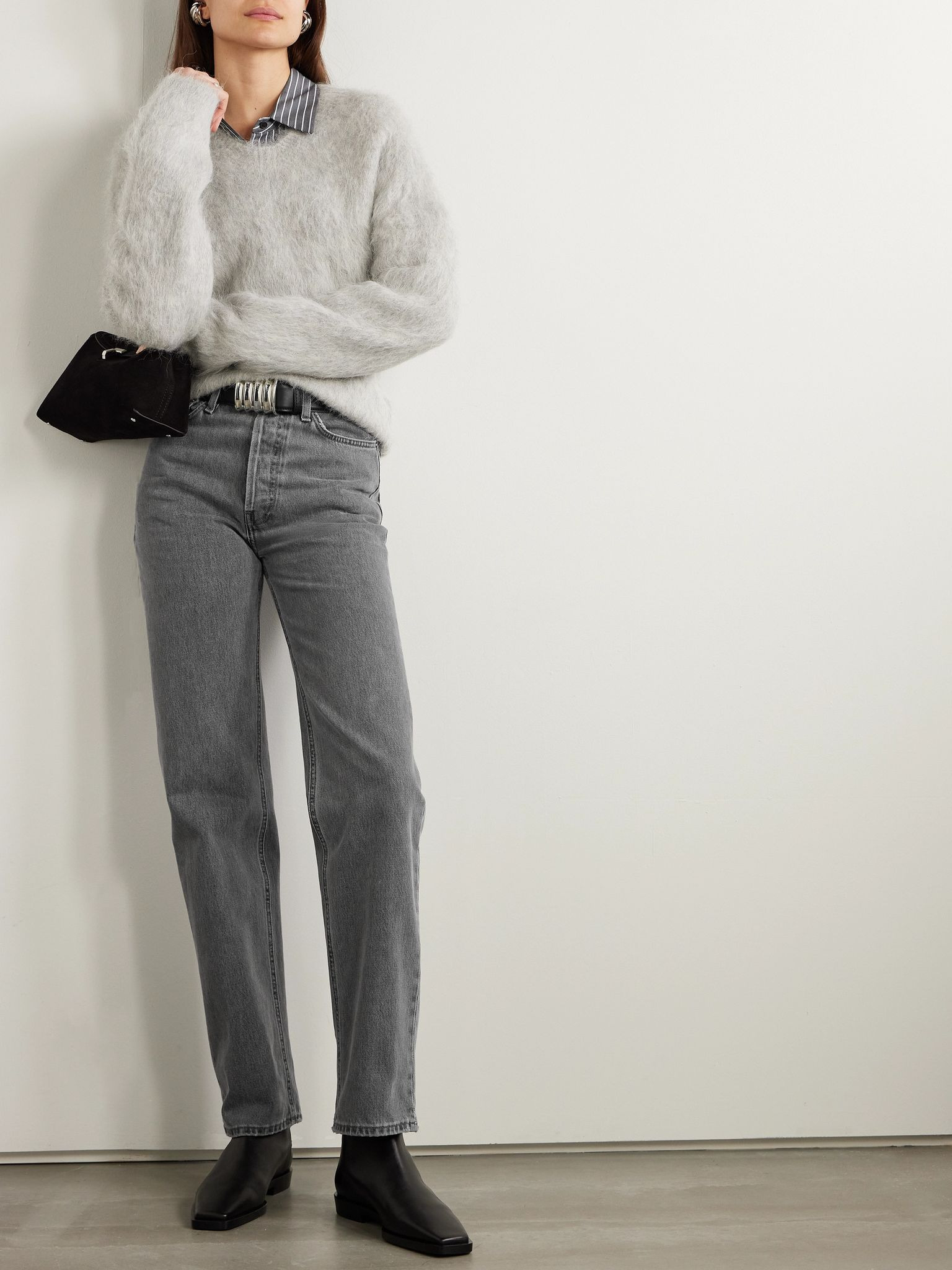 High-rise straight-leg organic jeans Gray - 2