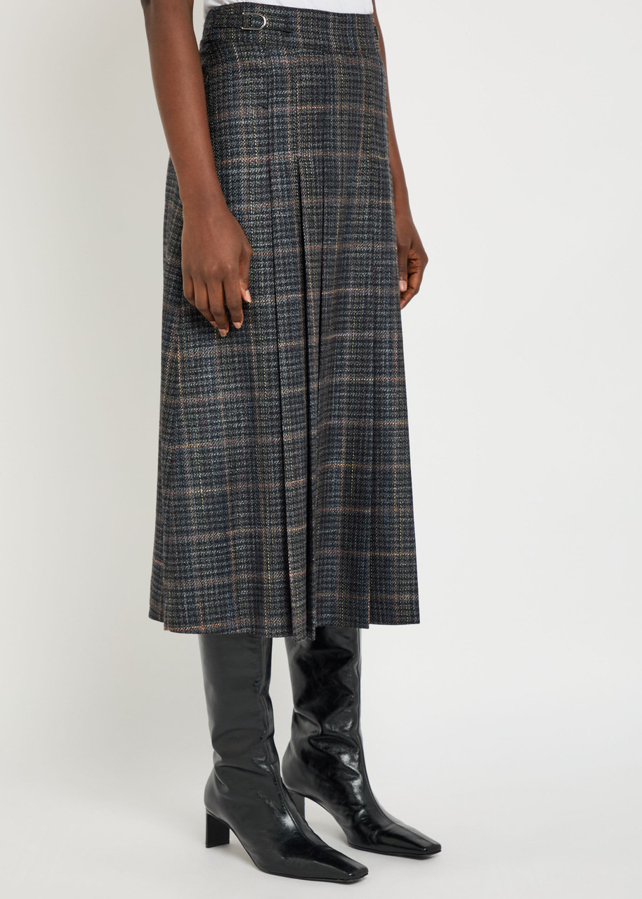 Gabriela Hearst Wesley Plaid Tweed Midi Skirt - 2