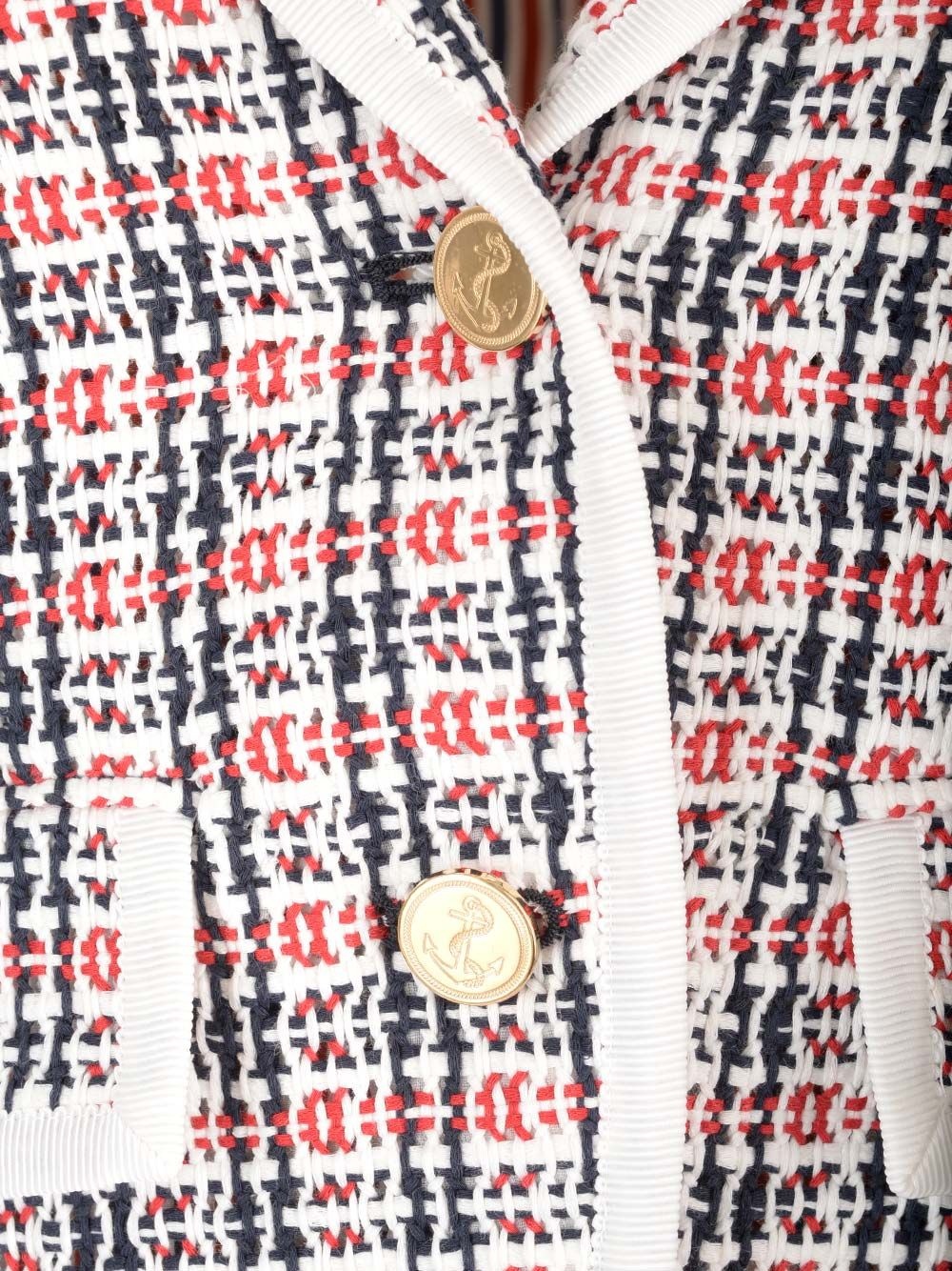 Cotton Tweed Blazer Jackets White - 5